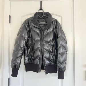 Leather Look Down Feather Puffer